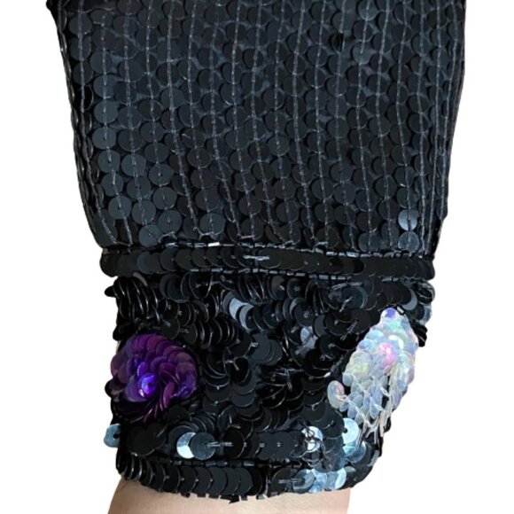 Vintage 80s sequins beaded sparkly jacket kimono cardigan, silk - Picture 7 of 16